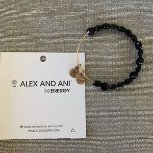 Alex and Ani Black bead Gold bracelet